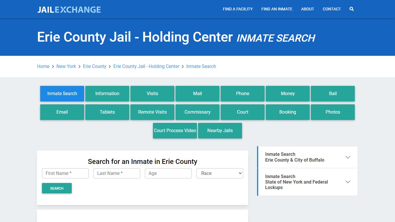 Erie County Jail - Holding Center Inmate Search - Jail Exchange