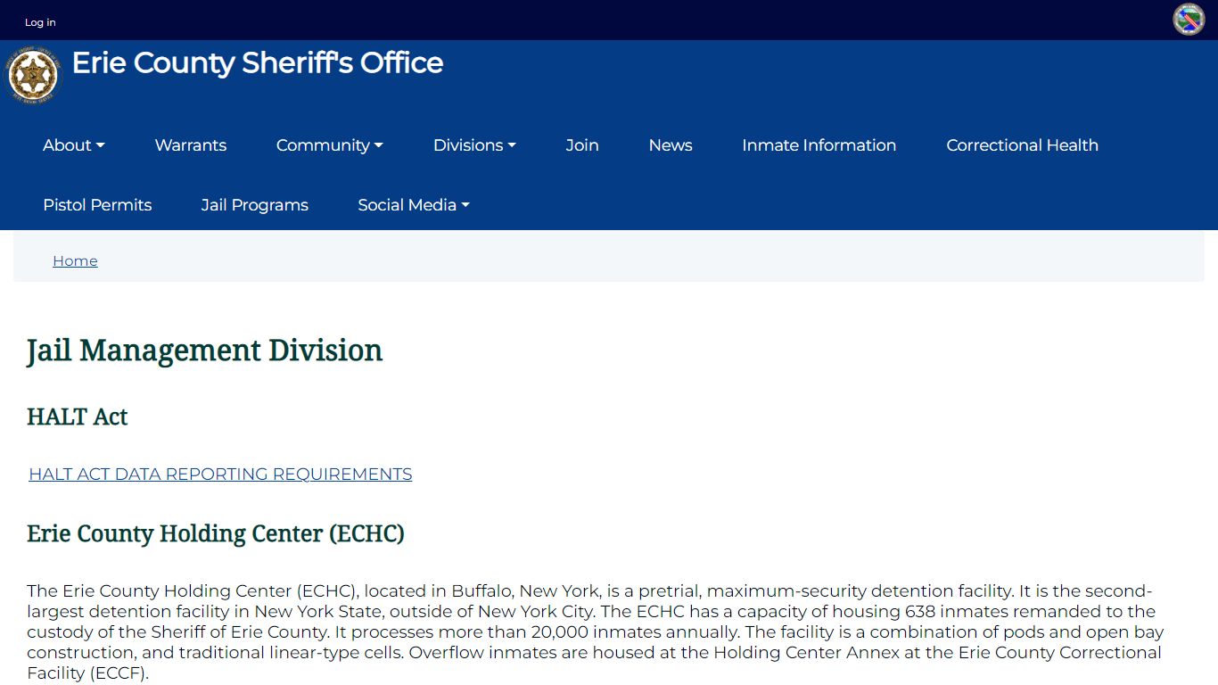 Jail Management Division | Erie County Sheriff's Office